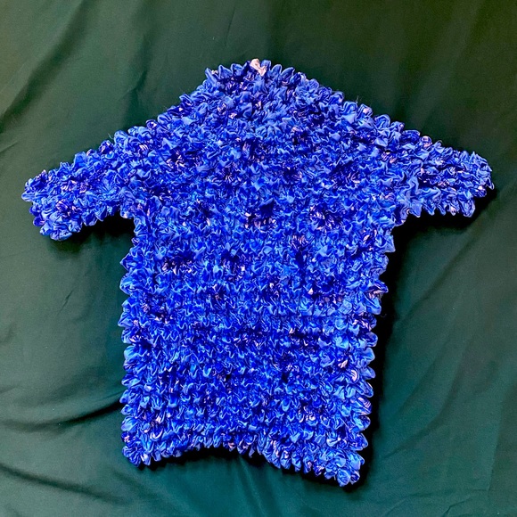 Vintage Y2K Blue Floral Scrunch Top - Picture 1 of 2